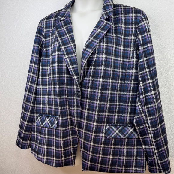 Torrid Womens Double Knit Plaid Purple Stretch Blazer Jacket Sz. 3 3X 22 24 - Picture 2 of 14